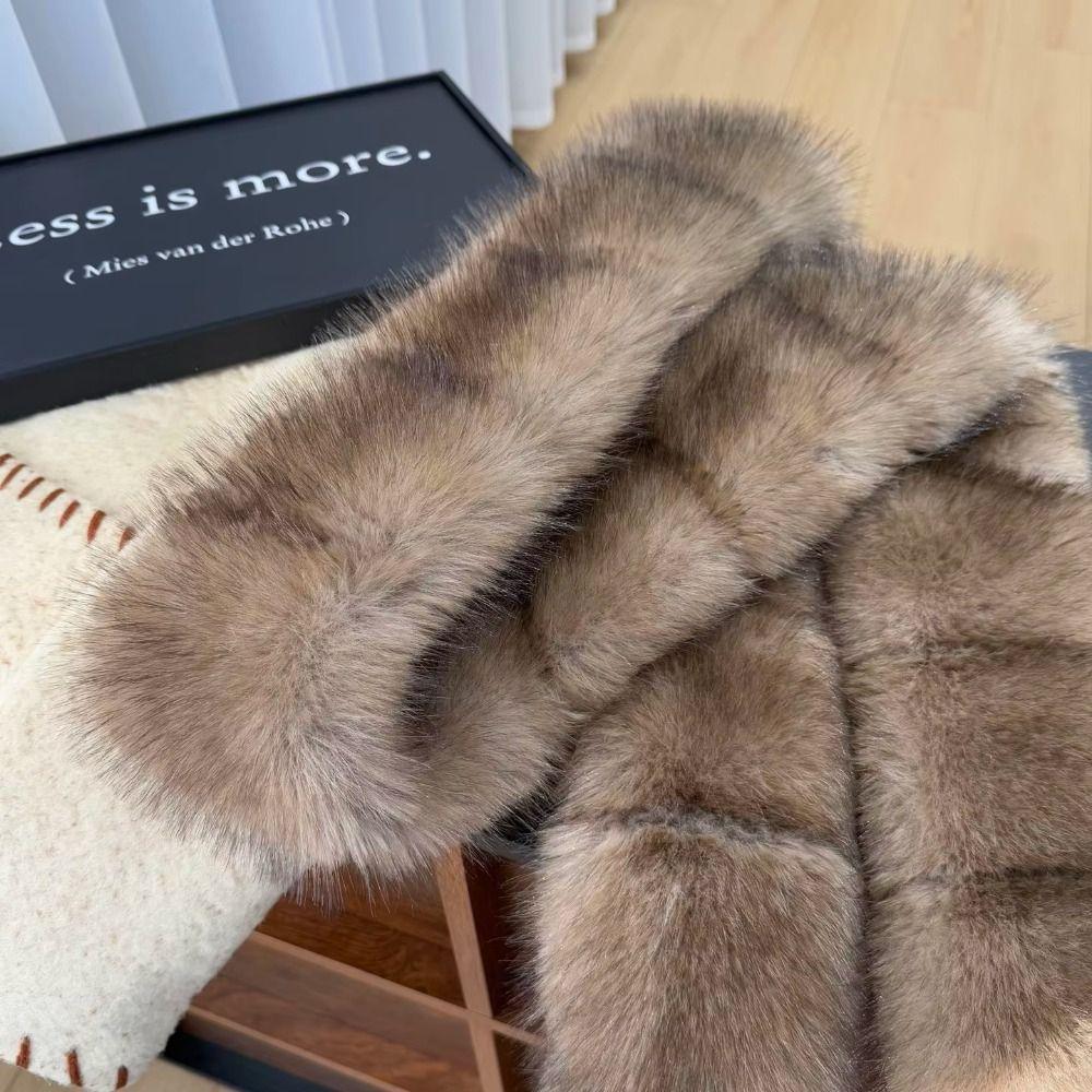 Imitation Mink Fur Long Faux Fur Scarf Thick Shawl Wrap Fleece Neck Gaiter Fluffy Scarf Winter