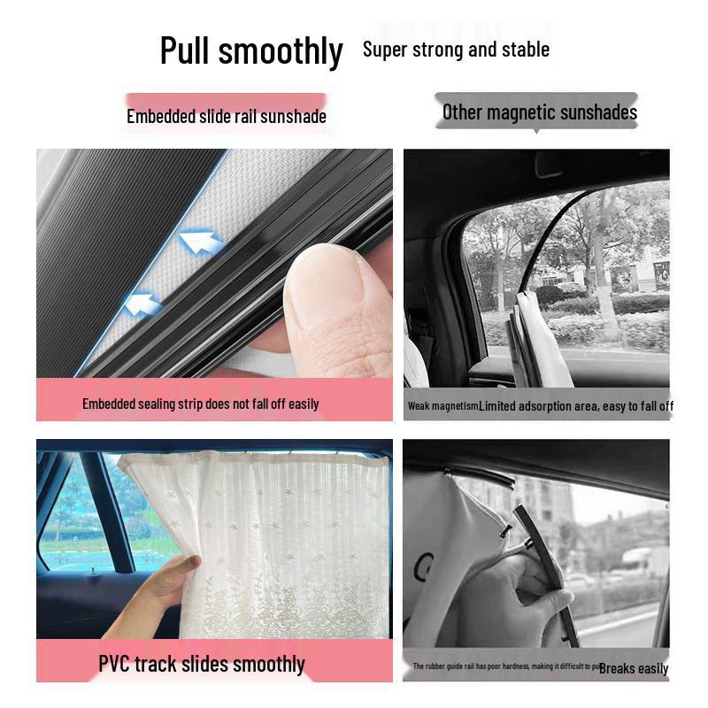 Sliding Rail Car Sunshade Curtain for Baby and Stroller Side Windows - Interior Sun Protection