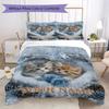 Custom Name Winter Heart Kittens Bedding,Quilt Set Quilt Cover Pillowcase Home Birthday Gift(1 * Duvet Cover + 2 * Pillowcase, Without Core)_lx