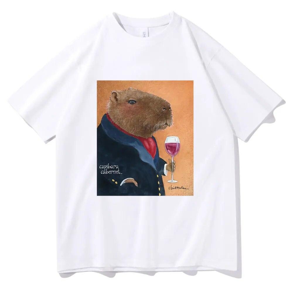 Will Bullas Tshirt Funny Capybara Cabernet Print T Shirts Unisex Women Fashion Harajuku Cute T-shirt Unisex Casual Funny Tee Shirt