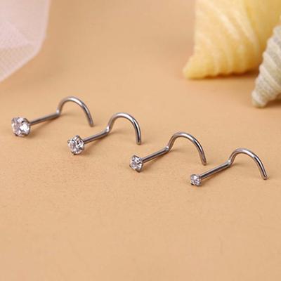 1 Stück Exquisit Polierter Nasenring Zahlenförmiger Titanstahl Zirkonia Nasenstecker für Party