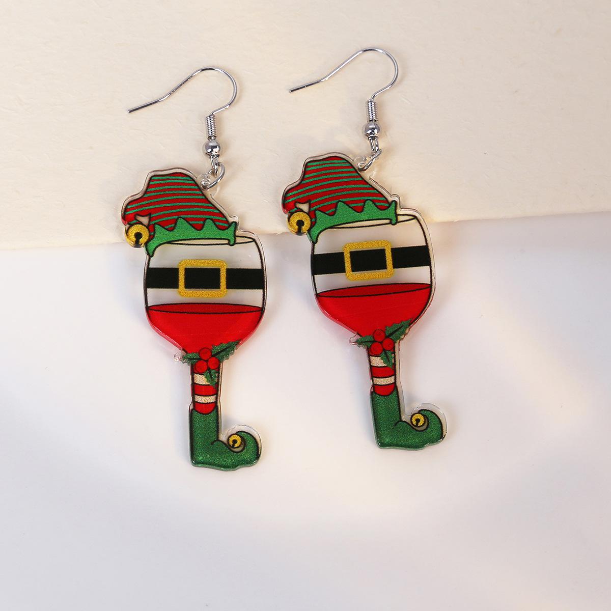 

Exaggerated Christmas Elk Snowflake Earrings, Personalized Gloves Snowman Design Acrylic Earrings