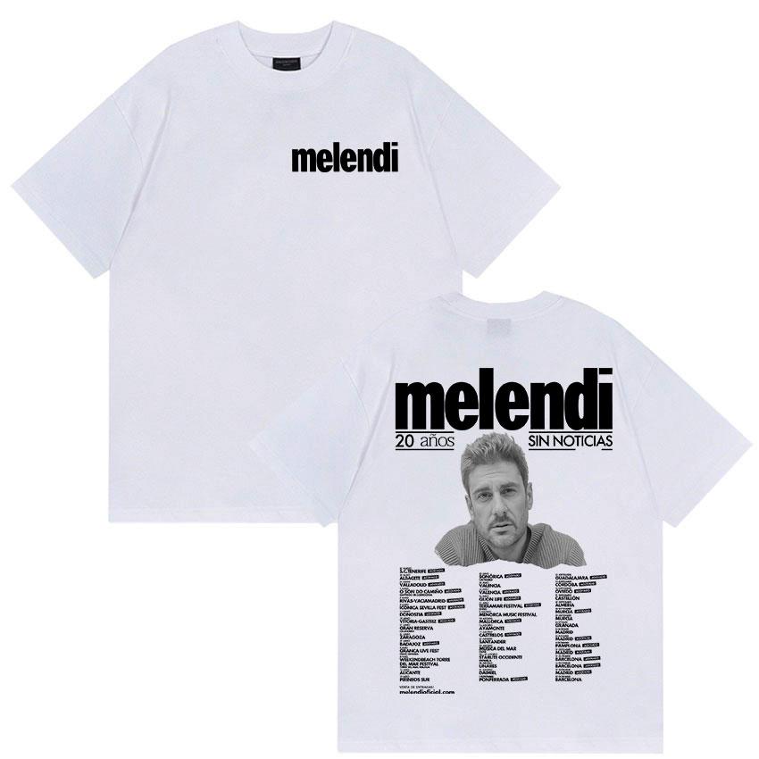Rapper Melendi Tour 2025 Summer Merch 100 Pure Cotton Printed Tshirt Mens Retro Fashion High Quality Hip Hop Punk Oversized