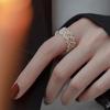 Zircon Leaf Pearl Ring: Trendy High-End Cold Style for Women