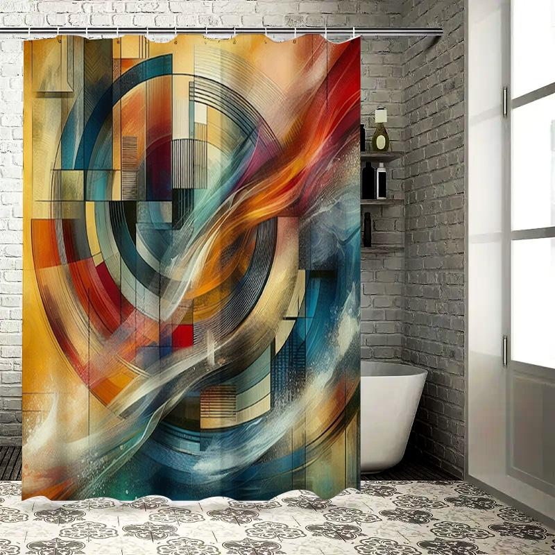 

Colorful Geometric Print Shower Curtain For Bathroom Decor 3D Printed Water Resistant Fabric In Multiple Sizes W60H190(CM)-1 Pcs