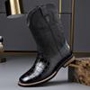 Mode Leder Mode Lässige Cowboy Stiefel für Herren Herbst Winter Neue Designer Steinmuster Chelsea Boots Männlich Retro Designer Schuhe Mann
