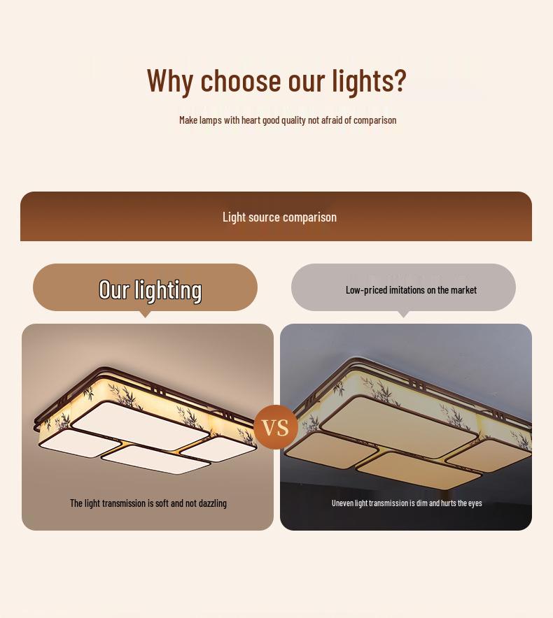 Song Dynasty Bamboo Leaf Zen Ceiling Light for Living, Dining, Bedroom, or Study.