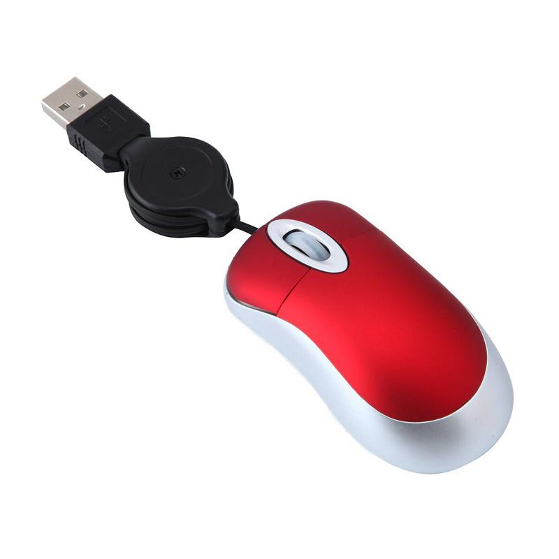 Mini USB Mouse with 4-70cm Extension Cords Optical Mice 1000dpi 3 Buttons for PC Computer Laptop Portable Stretchable USB Mouse