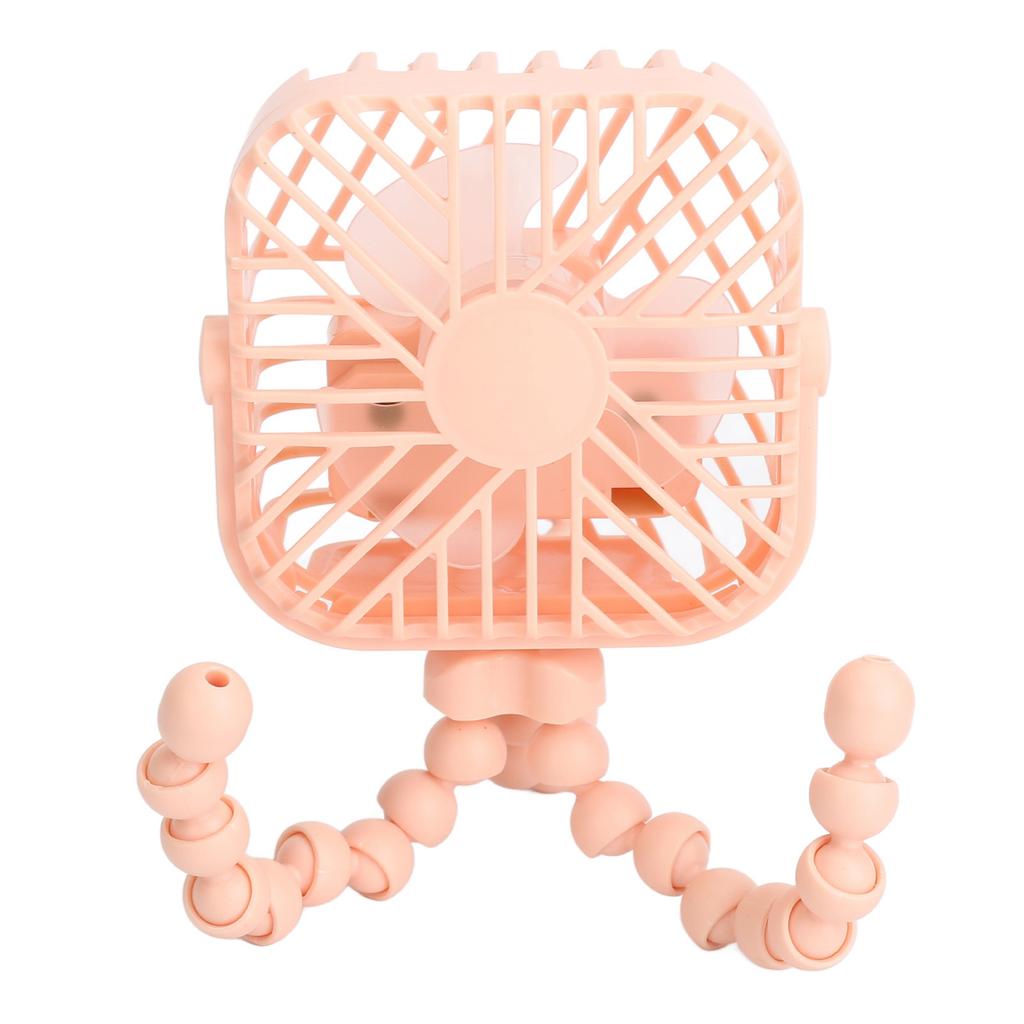 Mini Portable Stroller Fan 3 Speed Rechargeable LED Night Light 360 Degree Rotation Cooling Desk Stroller Fan Pink