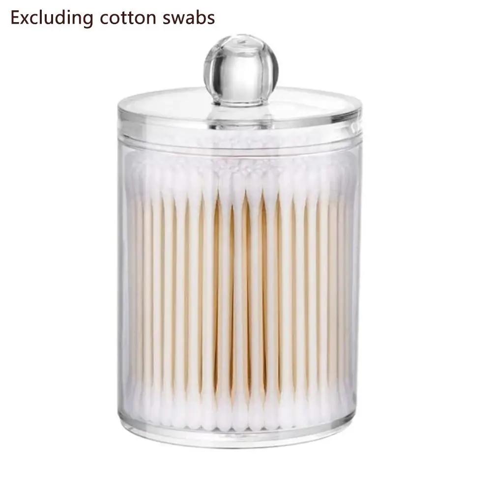 

Transparent Round Acrylic Cotton Swab Box With Lid Box Storage Dental Toothpick Floss Cotton Organizer Box Dust-proof Cosme B0G0
