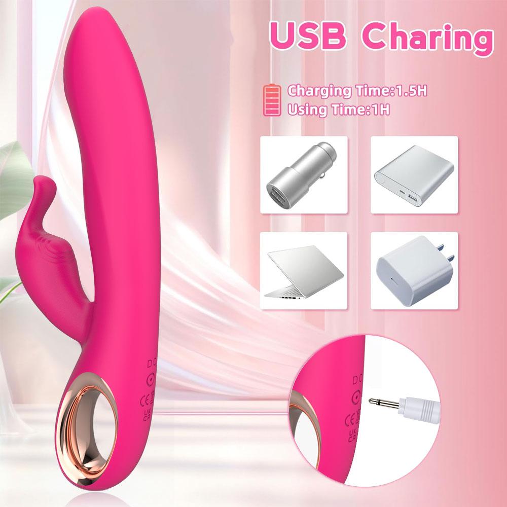 Thrusting Rabbit Vibrator for Women Rechargeable 10 Vibration Modes G Spot Massager Clitoral Stimulator Adult Sex Toys Female Masturbation