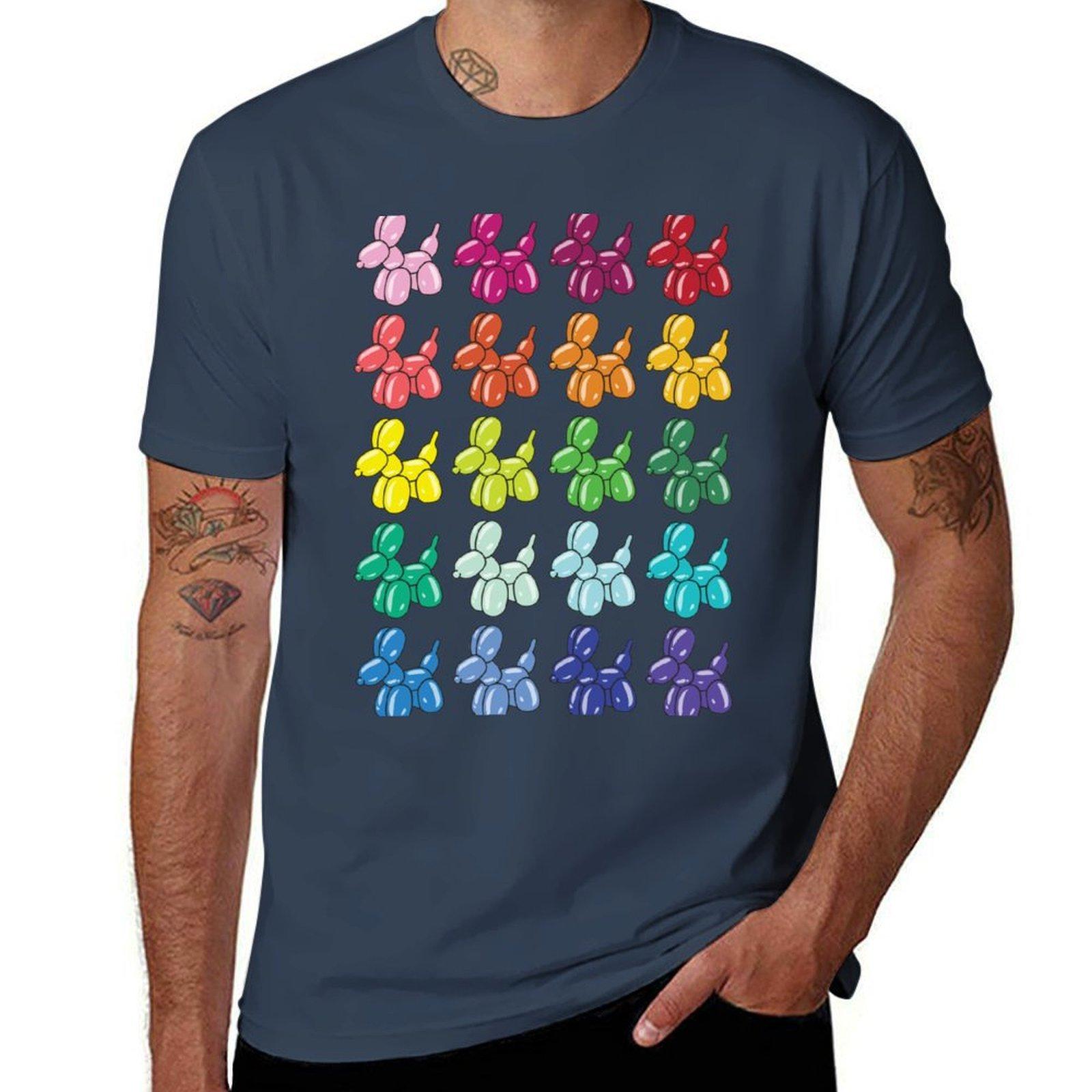 Colorful Balloon Dog TShirt Casual All Match Tee Shirt for Men S
