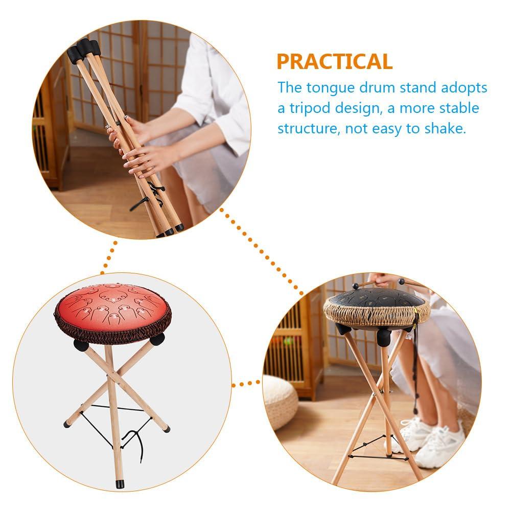 LIFKOME Tongue Drum Tongue Drum Wood Tongue Drum Drumstick Kick Wood Snare Drum Handpan Bracket Stand, Floor, Holder, Holder, Float, Display, Stand,