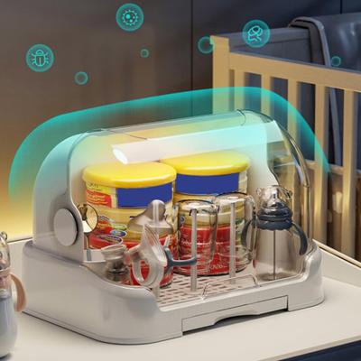Baby Bottle Drying Rack Dustproof Large Capacity Transparent Design Baby Bottle Rack Dryer Storage Box with Removable Drain Tray