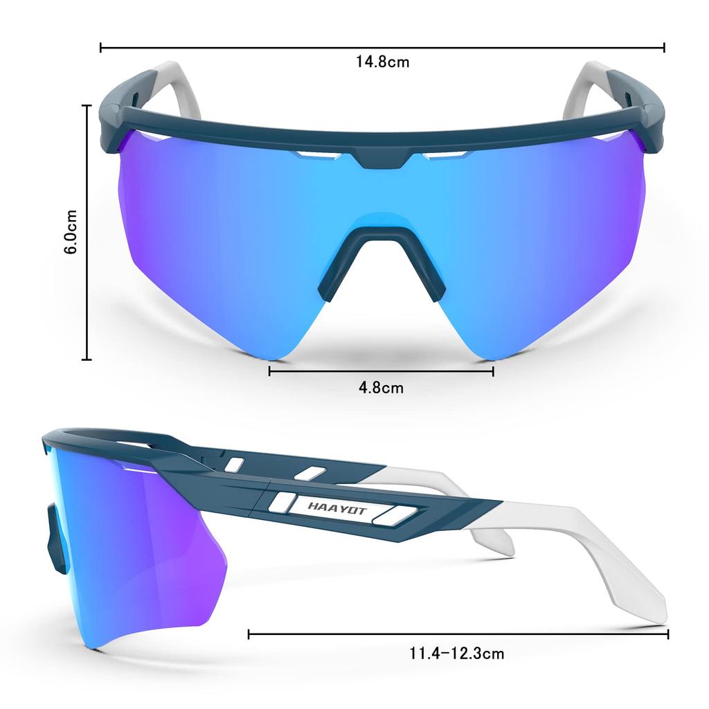 HAAYOT Rennrad-Sonnenbrille für Sport, Baseball und Laufen, Verstellbare Nasenpads und Bügel, UV400-Schutz, Polarisierte Gläser, Wechselbar