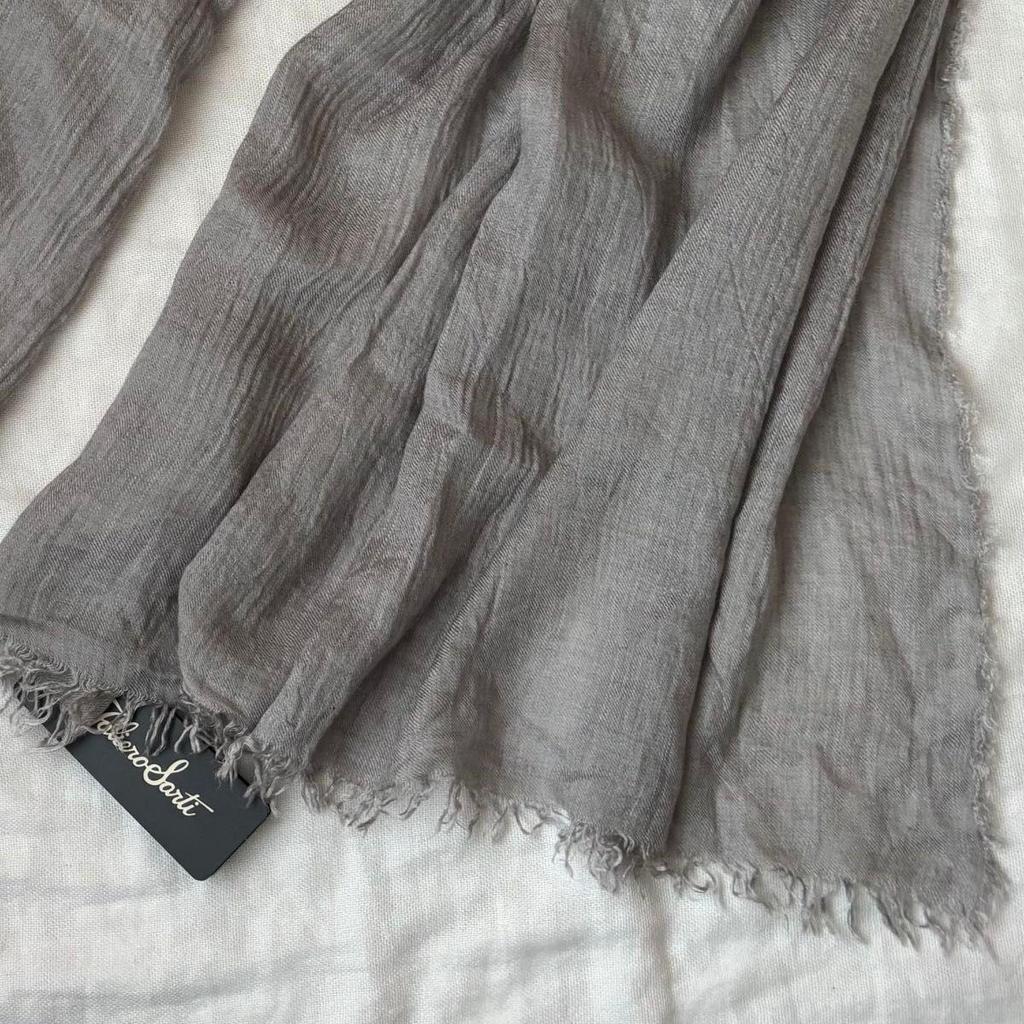 Used Faliero Sarti scarf, cashmere blend, gray, plain, spring, summer, lightweight