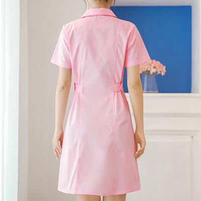Women's Nurse Uniform Solid Color Short-Sleeve Suit Hospital Uniform Lab Uniform Dress SPA Beautician Uniform Dress Work Wear