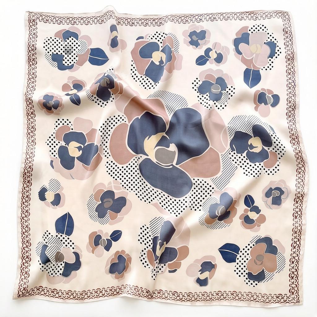 Women S Floral Printed Square Scarf Sun Protection Neck Shawl Spring Autumn
