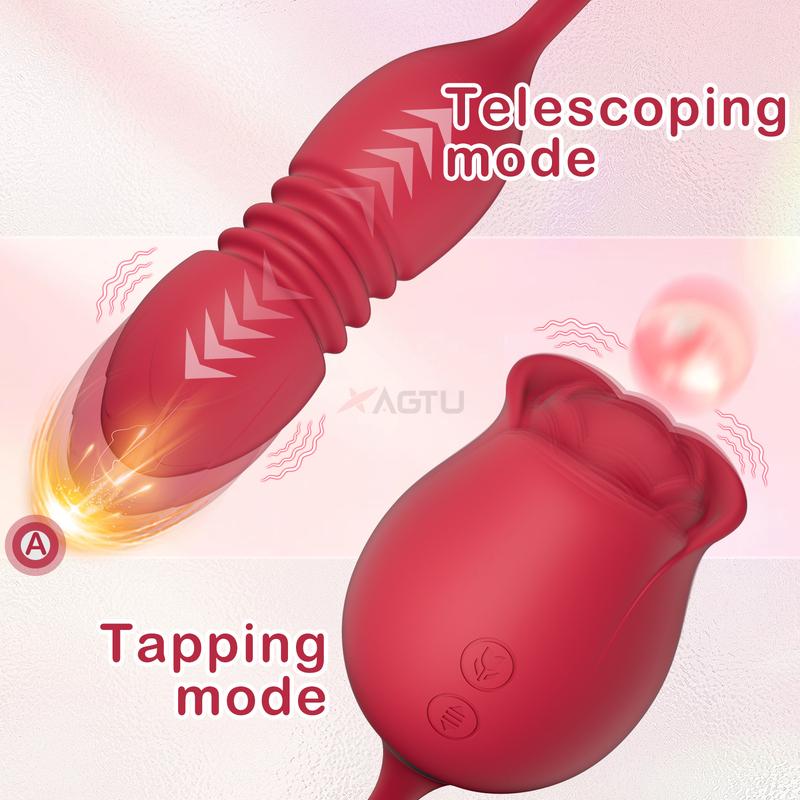 Rose-Tapping Nipples Clitoris Vibrator for Women Thrusting G Spot Massager Dildo Anal Stimulator Vibrating Egg Erotic Sex Toys
