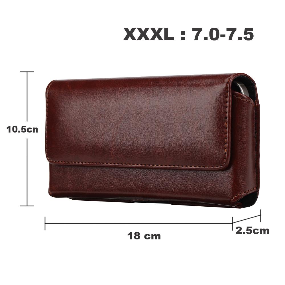 

Universal Leather Mobile Phone Holster Belt Clip Case For iPhone 17 16 15 14 Pro Max Samsung Huawei Xiaomi Men Waist Bag Cover XXXL коричневый