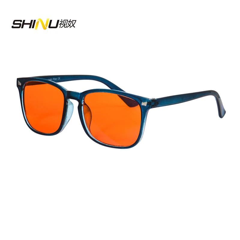 Orangefarbene Anti-Müdigkeits-Brille für Damen und Herren, Computer-Gaming oder lange Arbeitszeit, Rote Linse, 100% Blaulicht-Blocker Brille