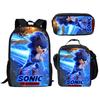 Sonic Rucksack-Set für Kinder 3-teilig Anime Schultasche Brottasche Federmäppchen Grundschüler Geschenk