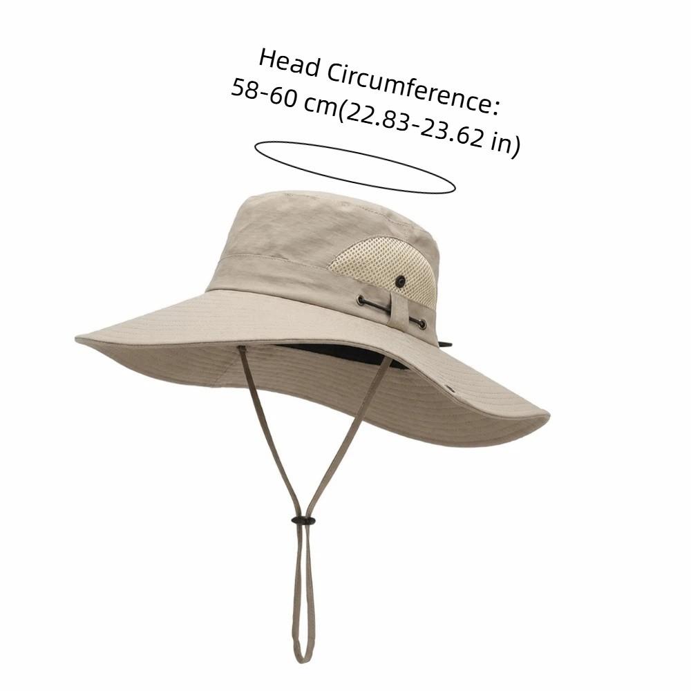 Summer Foldable Large Brim Sun Hat Polyester Breathable Fishing Hat Shade Cap Solid Color UV Protection Hat Hiking