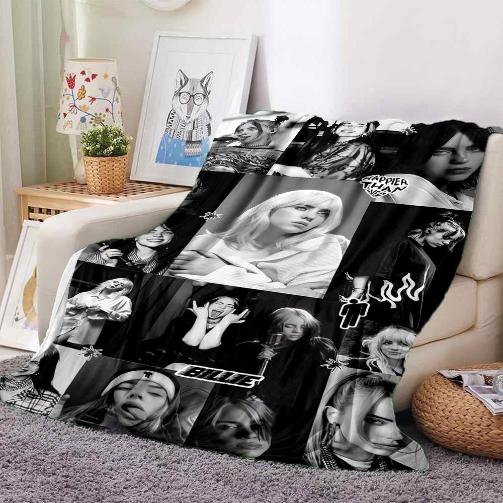 1Pc Billie Eilish Collage Blanket Soft And Comfortable Casual Warm Camping Travel Christmas Halloween Xmas Gift M924423