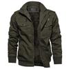 Men's Black Military-Style Cotton Jacket, Plus Velvet, Large Size, Autumn/Winter Trendy Outerwear