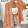 BITCED Loose-Fit Lightweight Knitted Cardigan Jacket for Women Autumn Solid-Colour Casual Outerwear Cardigan
