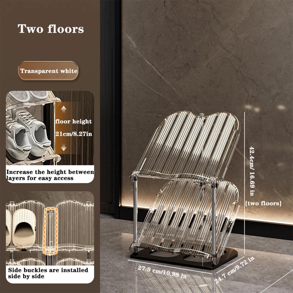 Multi-Layer Household Shoe Storage Rack Transparent Stackable Shoe Rack Easy To Install Space-Saving Shoe Cabinet for Apartment