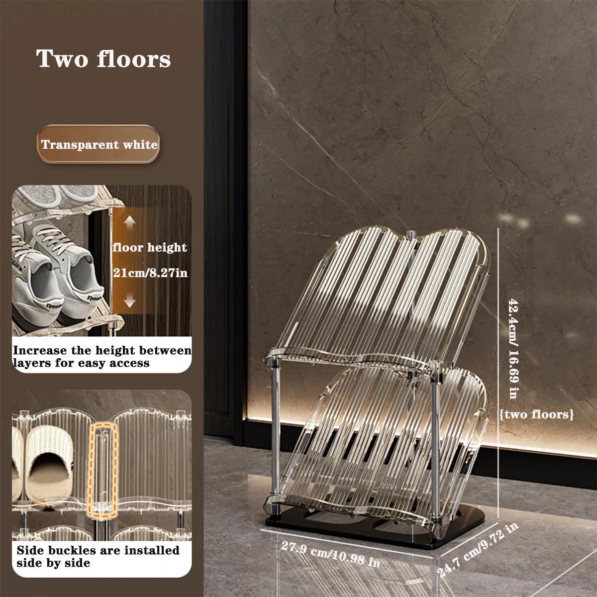 Многоуровневая прозрачная штабелируемая полка для хранения обуви, экономичная обувница для квартиры, простая в установке