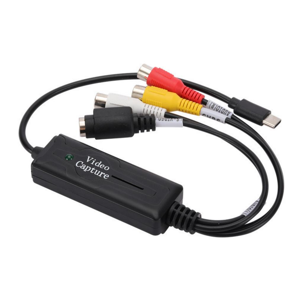 S Video to USB Type C Cable Adapter Converters Video Capture Card Adapter PC Cable for NTSC Capture Device