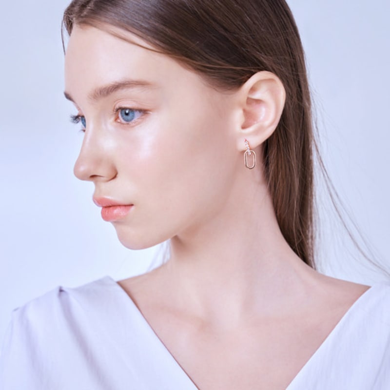 ELLE Jewelry 14K Casper Cubic One-Touch Earrings (Gold Pin) ELGPEE444