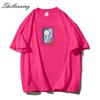 Shellsuning Oversized bavlněná trička s grafikou Muži Léto Měkké Trička s krátkým rukávem Dámská Móda Univerzální pulovry Dámské