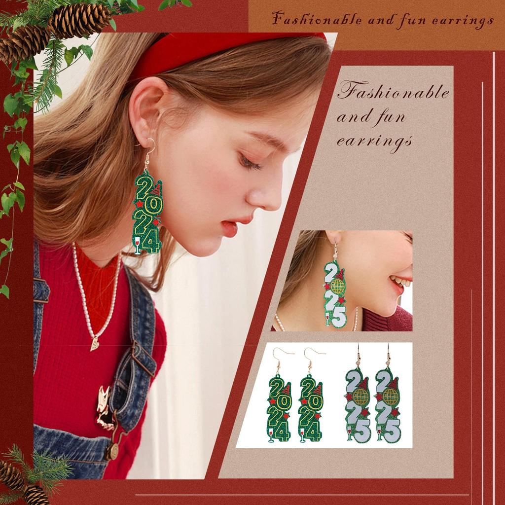 New Year Earrings Sequin Digital Earrings Party Earrings Winter Festive Jewelry Gifts Unique New Year Digital Earrings 1 Pair