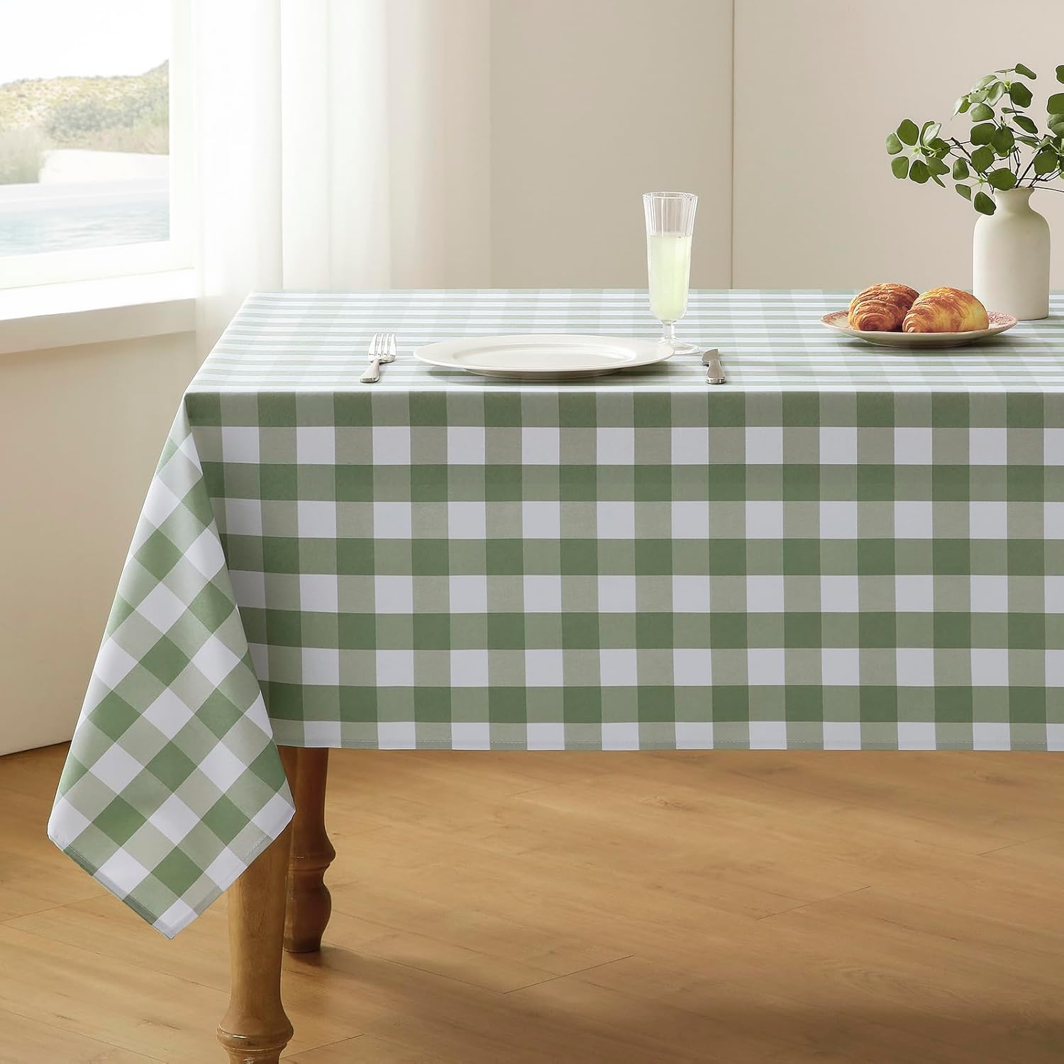 Saliegroen Wit Geruite Waterdichte Tafelkleed Wasbaar Buffalo Plaid Polyester Tafelkleden Feest Keukentafel Decor 90x140cm