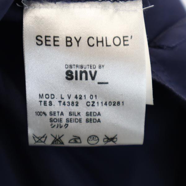 SEE BY CHLOE Silk Blend One Piece USA2 Navy X Blue X White Women Used