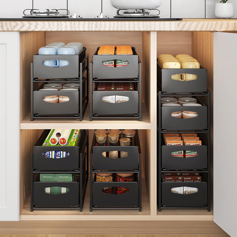 Kitchen Pull Out Under Sink Shelves Large Capacity Organizers With Sliding Drawer For Kitchen Bathroom