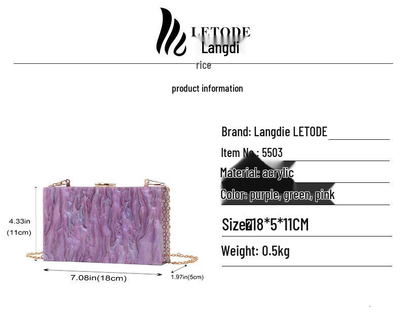 Women's Marble Pattern Acrylic Evening Crossbody Bag