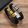 European & American Zinc Alloy Men's Retro Punk Woven Leather Bracelet with Magnetic Buckle