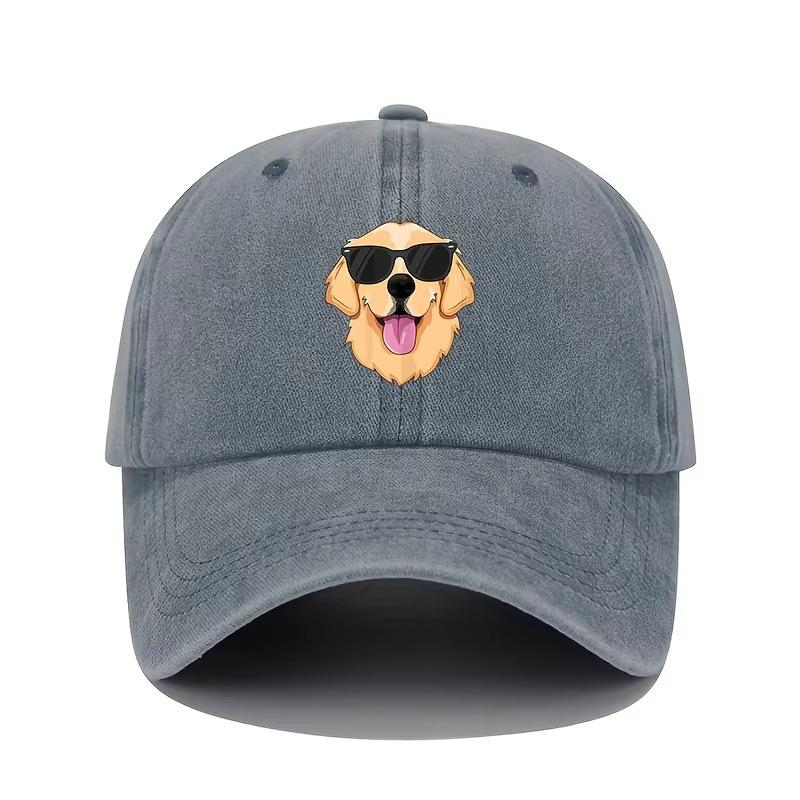 Fun Dog Print Baseball Cap With Adjustable All Season Sun Protection Hat Suitable For Men And Women, Casual Style