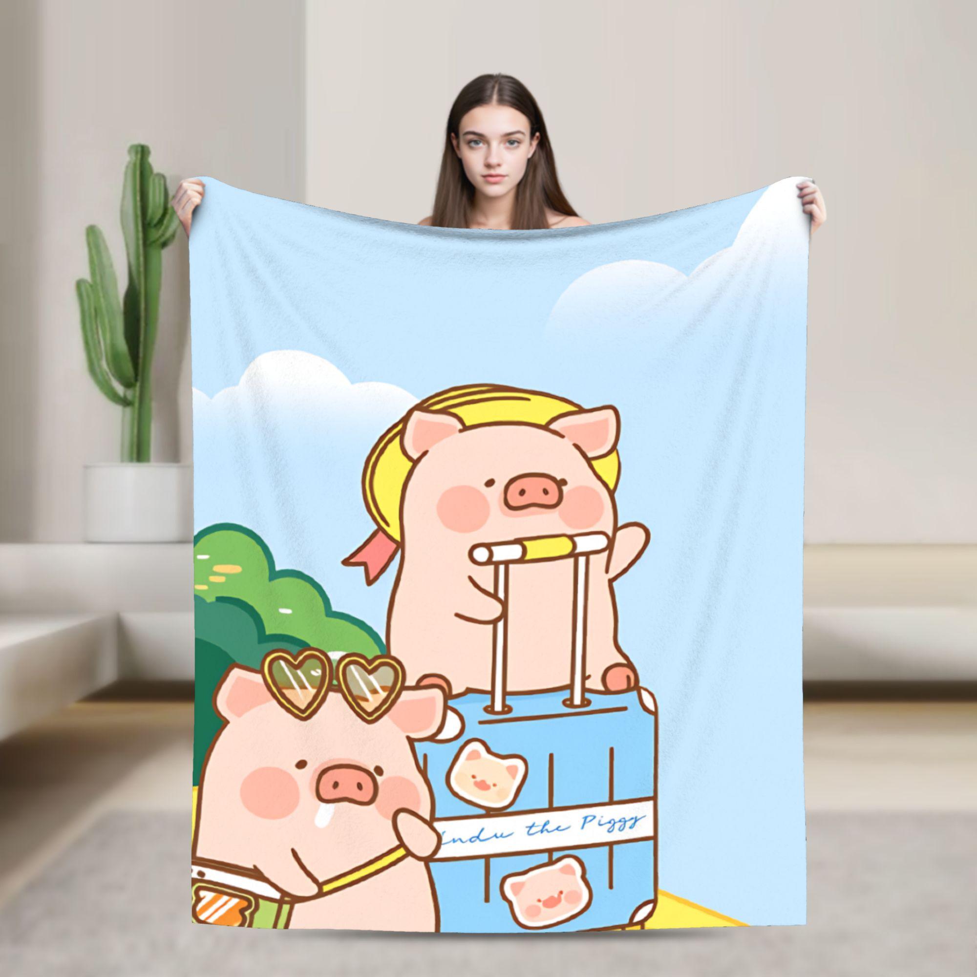 

L-Lulu Pig Flannel Blanket Winter Warm Soft Bedding Throws for Child Bedroom Fluffy Bedspread Sofa Bed Cover 75cmx90cm