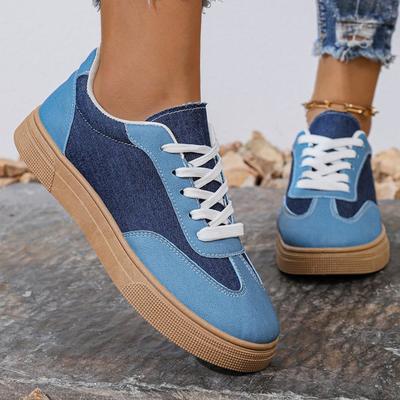 Fashion Spring Autumn Patchwork Canvas Shoes Women Lace Up Flat Heel Canvas Shoes Woman All Match Wear Resistant Walking Sneakers Mujer