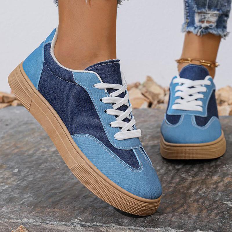 Fashion Spring Autumn Patchwork Canvas Shoes Women Lace Up Flat Heel Canvas Shoes Woman All Match Wear Resistant Walking Sneakers Mujer