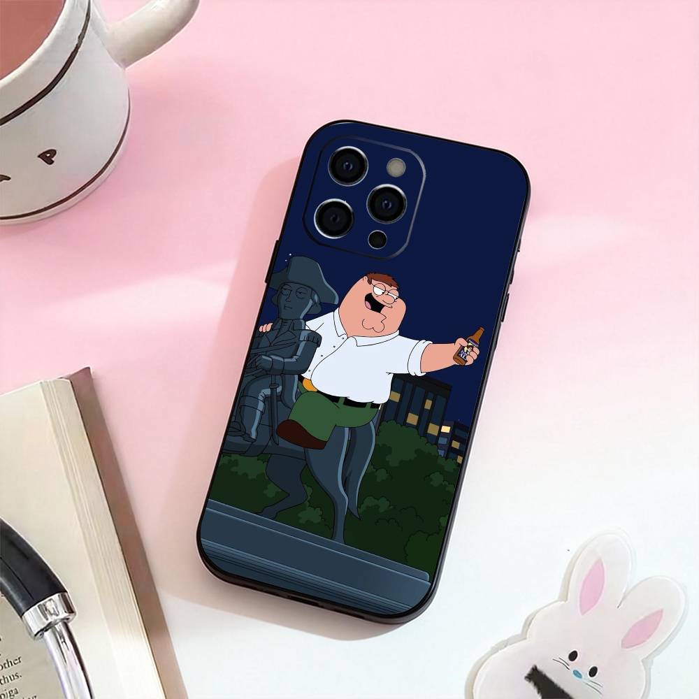 Cartoon F-Family Funny Guy Phone Case For iPhone 17,16,15,14,13,12,11 Plus,Pro Max,Soft Silicone Black Cover