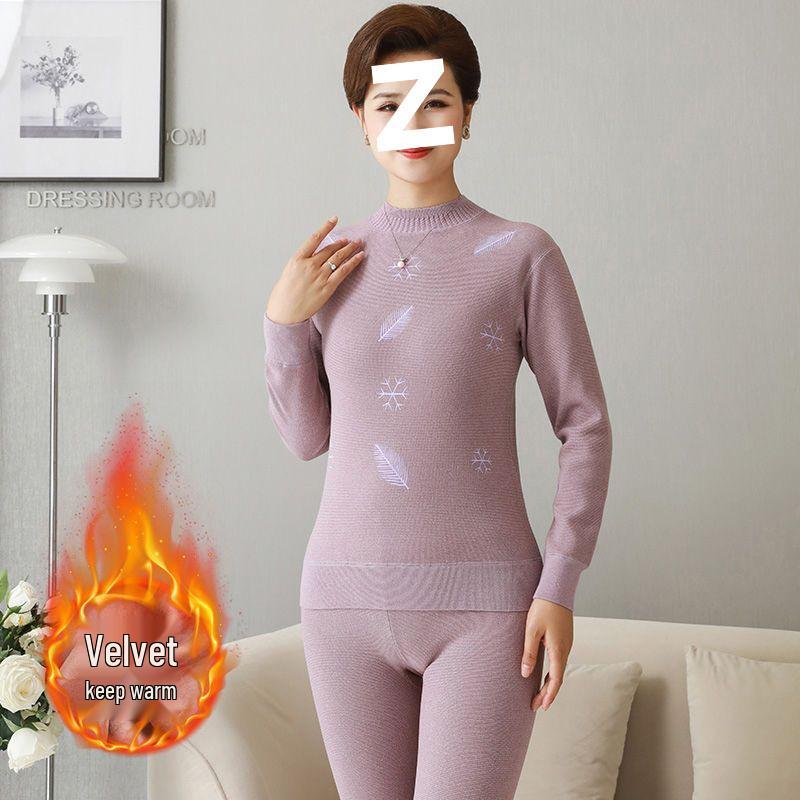 Women's Warm Fleece Set for Mid-Aged and Elderly: Cozy Winter Underwear for Mothers and Grandmothers