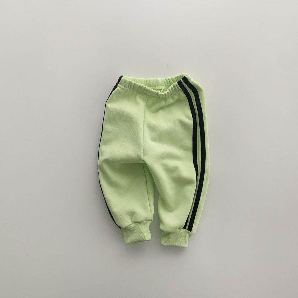 Korean Children's Side Stripe Cotton Sweatshirt & Pants Set for Boys and Girls - Autumn/Spring Casual Style