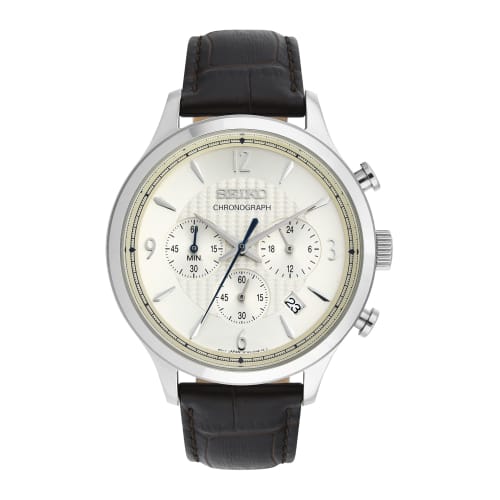 

Seiko SSB341P1 Men s Chronograph Quartz Watch, White/Brown, Overseas Model