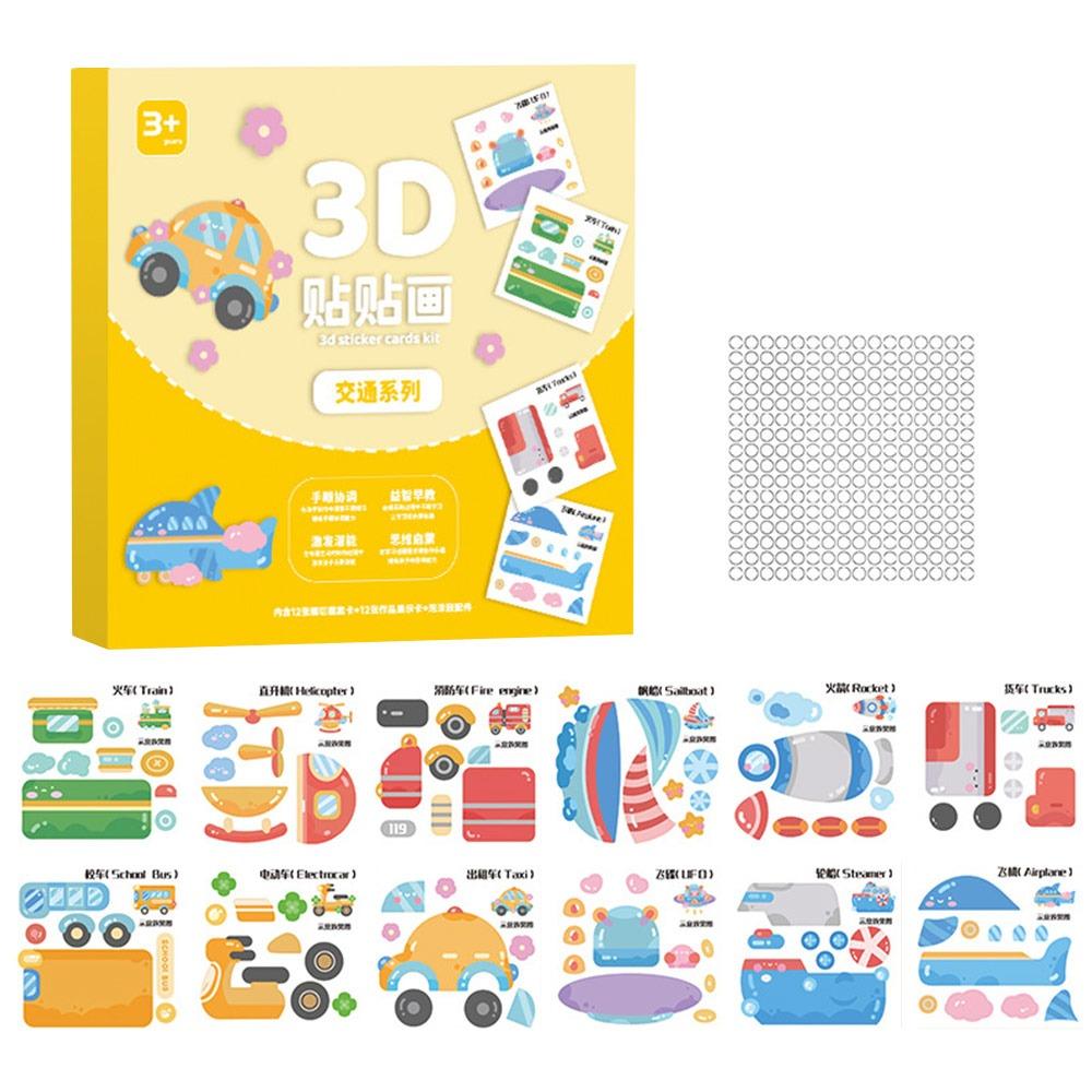 Multicolor DIY 3D Paper Sticker Enlightenment Craft Sticker Decals  For Kids